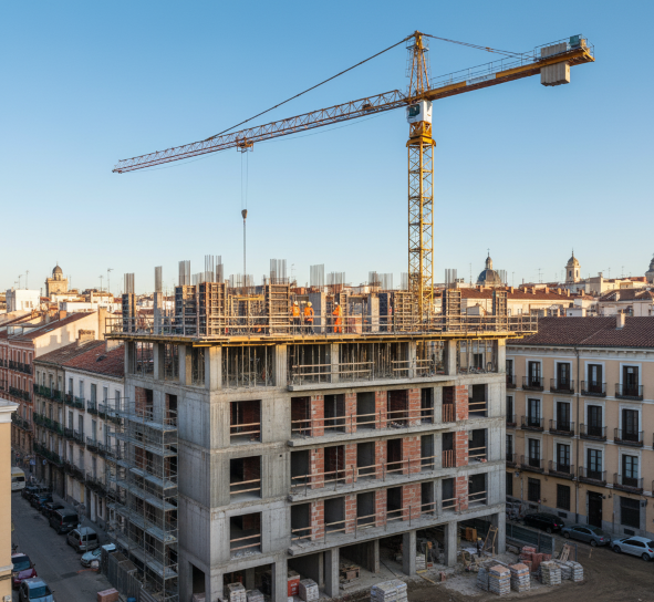 Edificio en construcción en pleno centro de Madrid